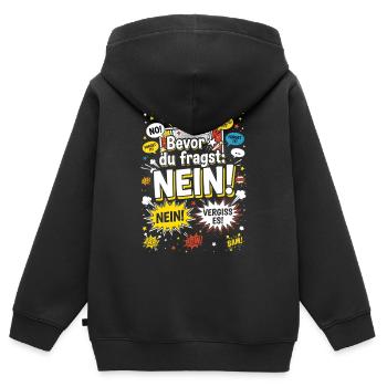 Bevor du fragst: Nein! Statement - Kinder Premium Organic Zip Hoodie - Schwarz - Hinten - AI Model Kid Male (0cm)