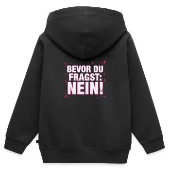 Bevor du Fragst Nein Sprüche - Kinder Premium Organic Zip Hoodie - Schwarz - Hinten - AI Model Kid Male (0cm)
