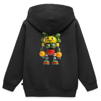 Fruit Robo Veggie Buddy - Kids Premium Organic Zip-up Hoodie - black - Back - AI Model Kid Male (0cm)