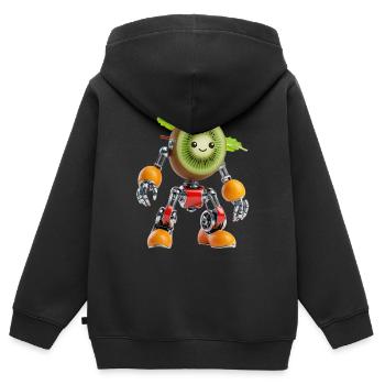 Kiwi Robot Figurine - Sweat Premium à capuche zippé enfant bio - noir - Dos - AI Model Kid Male (0cm)