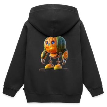 Cyborg citrouille d’Halloween : Art de la nature de science-fiction - Sweat Premium à capuche zippé enfant bio - noir - Dos - AI Model Kid Male (0cm)