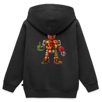 Robot Poivron : Cyborg synthétique biologique - Sweat Premium à capuche zippé enfant bio - noir - Dos - AI Model Kid Male (0cm)