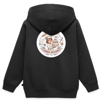Hobbybäckerin mit Kuchenzauber - Kinder Premium Organic Zip Hoodie - Schwarz - Hinten - AI Model Kid Male (0cm)