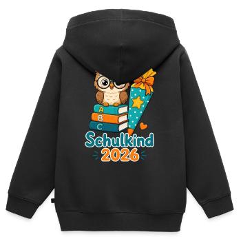 Schulkind 2026 Eule Einschulung - Kinder Premium Organic Zip Hoodie - Schwarz - Hinten - AI Model Kid Male (0cm)