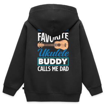 Designs et expressions amusantes de ukulélé - Sweat Premium à capuche zippé enfant bio - noir - Dos - AI Model Kid Male (0cm)