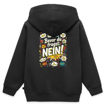 Bevor du fragst: Nein! Retro Comic - Kinder Premium Organic Zip Hoodie - Schwarz - Hinten - AI Model Kid Male (0cm)