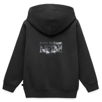Bevor du fragst Nein IT Statement - Kinder Premium Organic Zip Hoodie - Schwarz - Hinten - AI Model Kid Male (0cm)