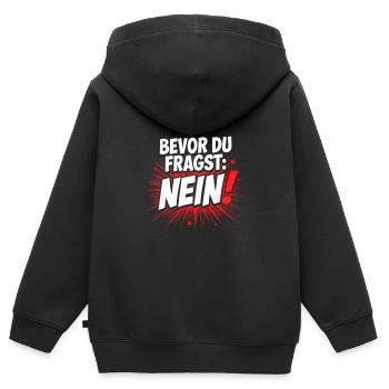 Bevor du fragst Nein sarkastisches Statement - Kinder Premium Organic Zip Hoodie - Schwarz - Hinten - AI Model Kid Male (0cm)