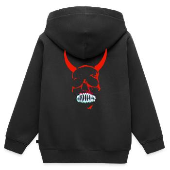 Red Demon Skull Neon - Kids Premium Organic Zip-up Hoodie - black - Back - AI Model Kid Male (0cm)