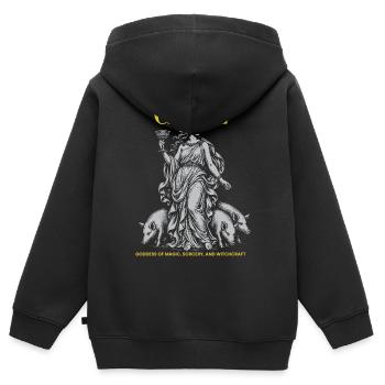 Circe – Göttin der Magie und Hexerei - Kinder Premium Organic Zip Hoodie - Schwarz - Hinten - AI Model Kid Male (0cm)