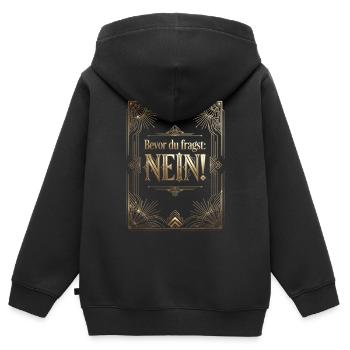 Bevor Du fragst nein no nope cool lustig - Kinder Premium Organic Zip Hoodie - Schwarz - Hinten - AI Model Kid Male (0cm)
