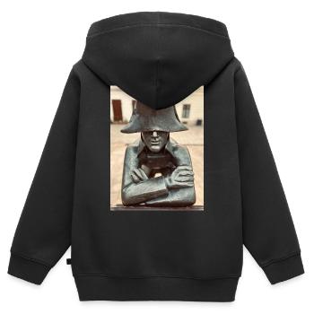 Detektiv mit bronzefarbenem Hut - Kinder Premium Organic Zip Hoodie - Schwarz - Hinten - AI Model Kid Male (0cm)