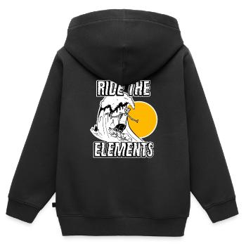 Wellenreiter Skelett - Kinder Premium Organic Zip Hoodie - Schwarz - Hinten - AI Model Kid Male (0cm)