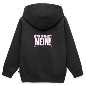 Bevor du fragst Nö! - Kinder Premium Organic Zip Hoodie - Schwarz - Hinten - AI Model Kid Male (0cm)