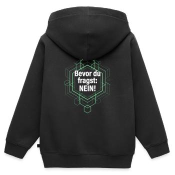 Bevor du fragst Nö! Büro Sprüche frech - Kinder Premium Organic Zip Hoodie - Schwarz - Hinten - AI Model Kid Male (0cm)