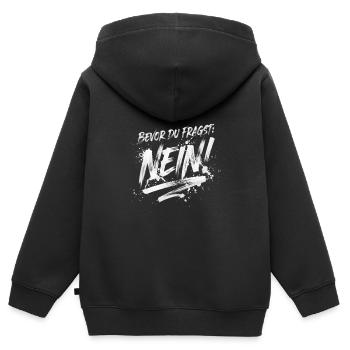 Bevor du fragst Nein freches Statement Büro Spruch - Kinder Premium Organic Zip Hoodie - Schwarz - Hinten - AI Model Kid Male (0cm)