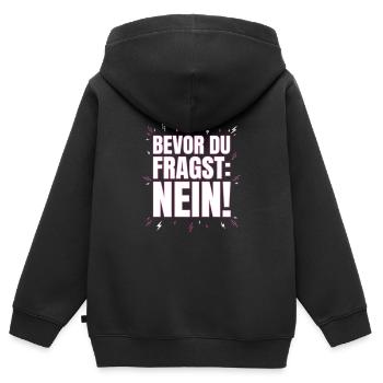 Bevor du fragst Nein - Kinder Premium Organic Zip Hoodie - Schwarz - Hinten - AI Model Kid Male (0cm)