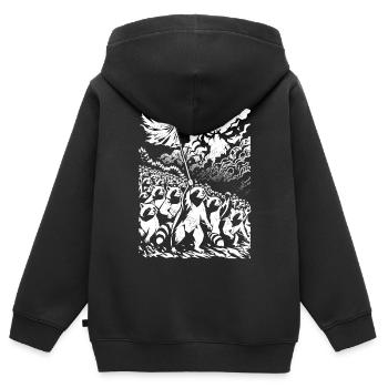 Waschbär Protest Vintage Street Art Design - Kinder Premium Organic Zip Hoodie - Schwarz - Hinten - AI Model Kid Male (0cm)