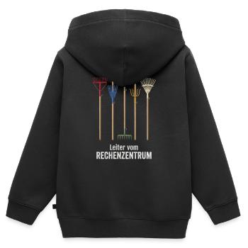 Leiter vom Rechenzentrum witzige Büro Sprüche - Kinder Premium Organic Zip Hoodie - Schwarz - Hinten - AI Model Kid Male (0cm)