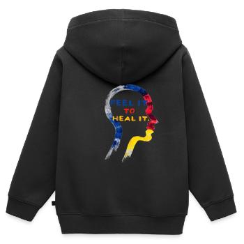 Feel It to Heal It ACT Therapy - Kids Premium Organic Zip-up Hoodie - black - Back - AI Model Kid Male (0cm)