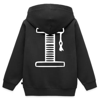 Kratzbaum Katze Geschenk - Kinder Premium Organic Zip Hoodie - Schwarz - Hinten - AI Model Kid Male (0cm)