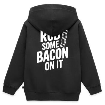 Reib etwas Speck darauf - Kinder Premium Organic Zip Hoodie - Schwarz - Hinten - AI Model Kid Male (0cm)