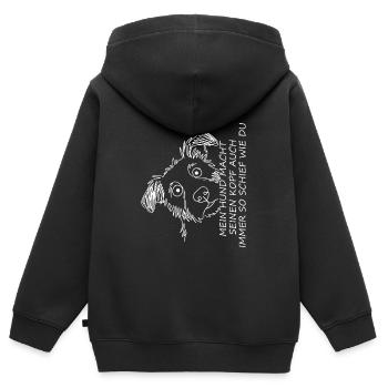 Dog portrait with funny saying - Kids Premium Organic Zip-up Hoodie - black - Back - AI Model Kid Male (0cm)