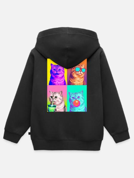 Katzen Perser Katze - Kinder Premium Organic Zip Hoodie - Schwarz