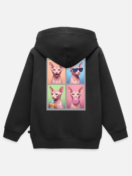 Katzen Sphynx Katze - Kinder Premium Organic Zip Hoodie - Schwarz