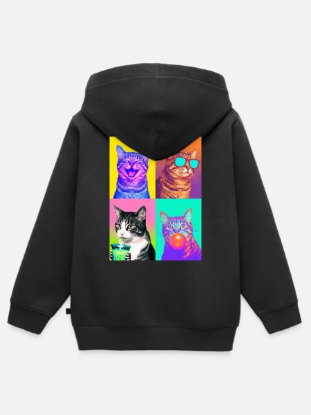 Katzen Graue Tabby Katze - Kinder Premium Organic Zip Hoodie - Schwarz