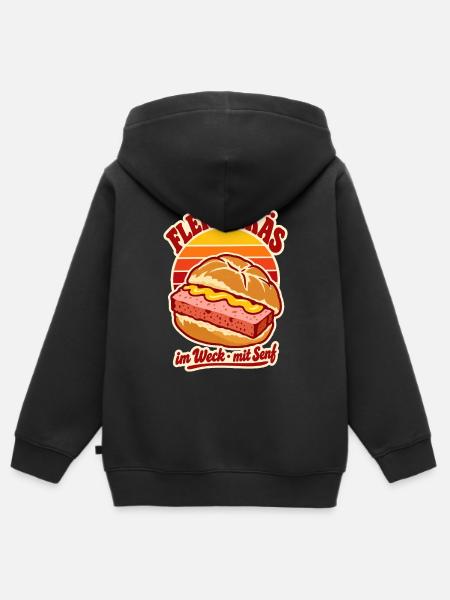 Fleischkäs im Weck Retro - Kinder Premium Organic Zip Hoodie - Schwarz