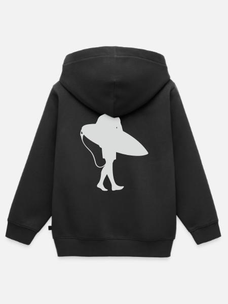 Surfer Silhouette am Surfbrett - Kinder Premium Organic Zip Hoodie - Schwarz