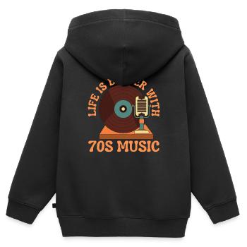 Das Leben ist besser mit 70er Jahren Musik Siebziger - Kinder Premium Organic Zip Hoodie - Schwarz - Hinten - AI Model Kid Male (0cm)