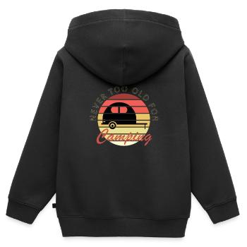 Nie zu alt, um Camping Caravan zu gehen - Kinder Premium Organic Zip Hoodie - Schwarz - Hinten - AI Model Kid Male (0cm)