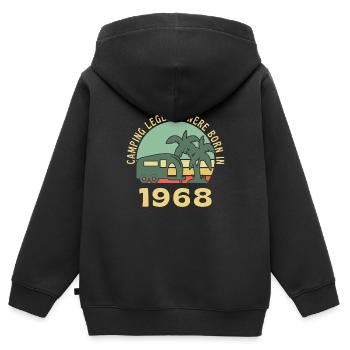 Camping legenden Geboren 1968 Caravan - Kinder Premium Organic Zip Hoodie - Schwarz - Hinten - AI Model Kid Male (0cm)