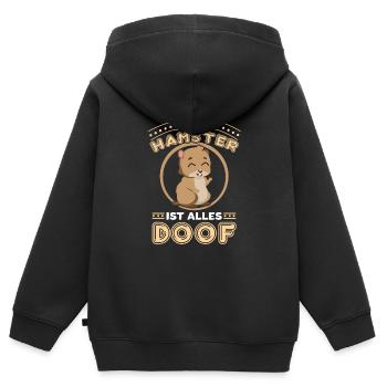 Hamster ohne Hamster ist alles doof - Kinder Premium Organic Zip Hoodie - Schwarz - Hinten - AI Model Kid Male (0cm)