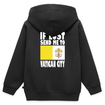 Drapeau de la Cité du Vatican - Sweat Premium à capuche zippé enfant bio - noir - Dos - AI Model Kid Male (0cm)