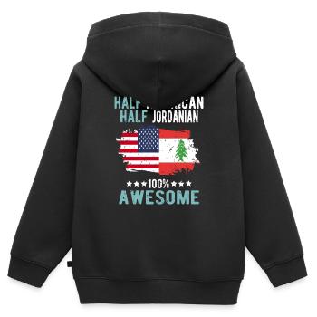 Halb Amerikaner Halb Jordanier - Kinder Premium Organic Zip Hoodie - Schwarz - Hinten - AI Model Kid Male (0cm)