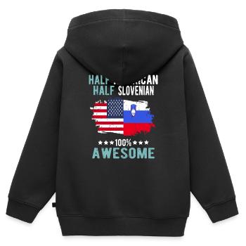 Moitié américain moitié slovène - Sweat Premium à capuche zippé enfant bio - noir - Dos - AI Model Kid Male (0cm)