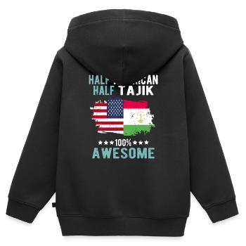 Mi-américain, mi-tadjik - Sweat Premium à capuche zippé enfant bio - noir - Dos - AI Model Kid Male (0cm)