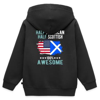 Halb Amerikaner Halb Schotte - Kinder Premium Organic Zip Hoodie - Schwarz - Hinten - AI Model Kid Male (0cm)