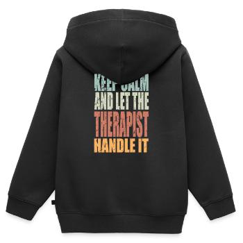 Keep Calm Therapeut Spruch Therapeut Geschenk - Kinder Premium Organic Zip Hoodie - Schwarz - Hinten - AI Model Kid Male (0cm)