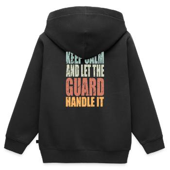 Gardez calme l’agent de sécurité en disant le cadeau de l’agent de sécurité - Sweat Premium à capuche zippé enfant bio - noir - Dos - AI Model Kid Male (0cm)