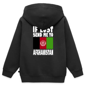 Afghanistan Flagge Spruch - Kinder Premium Organic Zip Hoodie - Schwarz - Hinten - AI Model Kid Male (0cm)