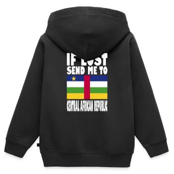 Zentralafrikanische Republik Flagge Spruch - Kinder Premium Organic Zip Hoodie - Schwarz - Hinten - AI Model Kid Male (0cm)
