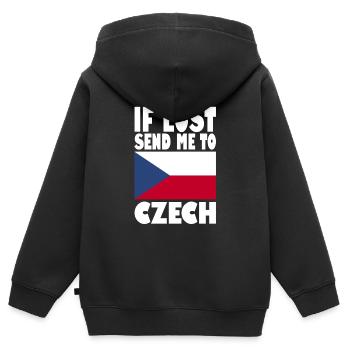 Drapeau de la République tchèque - Sweat Premium à capuche zippé enfant bio - noir - Dos - AI Model Kid Male (0cm)