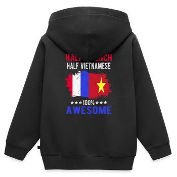 Halb Franzose Halb Vietnamese - Kinder Premium Organic Zip Hoodie - Schwarz - Hinten - AI Model Kid Male (0cm)