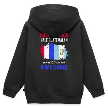 Half French Half Guatemalan - Kids Premium Organic Zip-up Hoodie - black - Back - AI Model Kid Male (0cm)