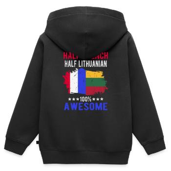 Moitié Français moitié lituanien - Sweat Premium à capuche zippé enfant bio - noir - Dos - AI Model Kid Male (0cm)