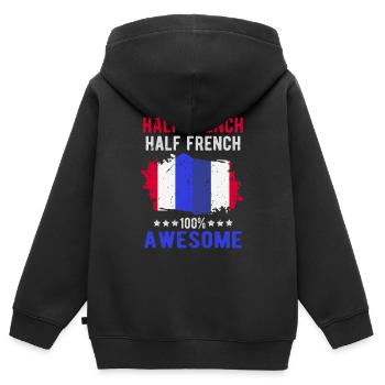 Half French Half French - Kids Premium Organic Zip-up Hoodie - black - Back - AI Model Kid Male (0cm)
